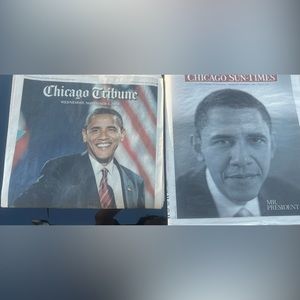 New Barack Obama Chicago Sun Times and Tribune newspapers set of 2